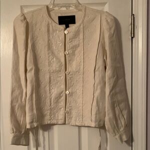 J. Crew Ivory Textured Linen Blouse